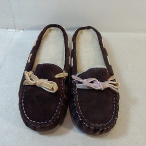 LL Bean Brown Moccasin Slipper Size 8